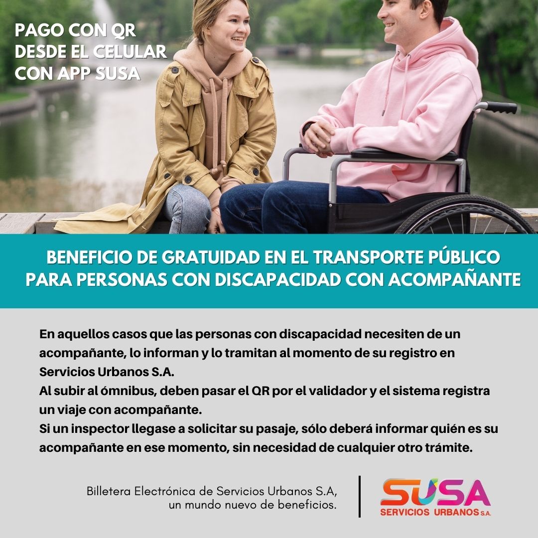 Beneficio de gratuidad: Personas con discapacidad, con acompañantes y el pago con QR del boleto urbano imagen-2