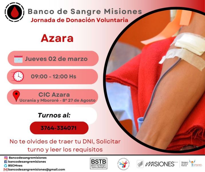 Súmate a la vida: el Banco de Sangre realizará colectas durante marzo e invitan a los misioneros a donar sangre imagen-8