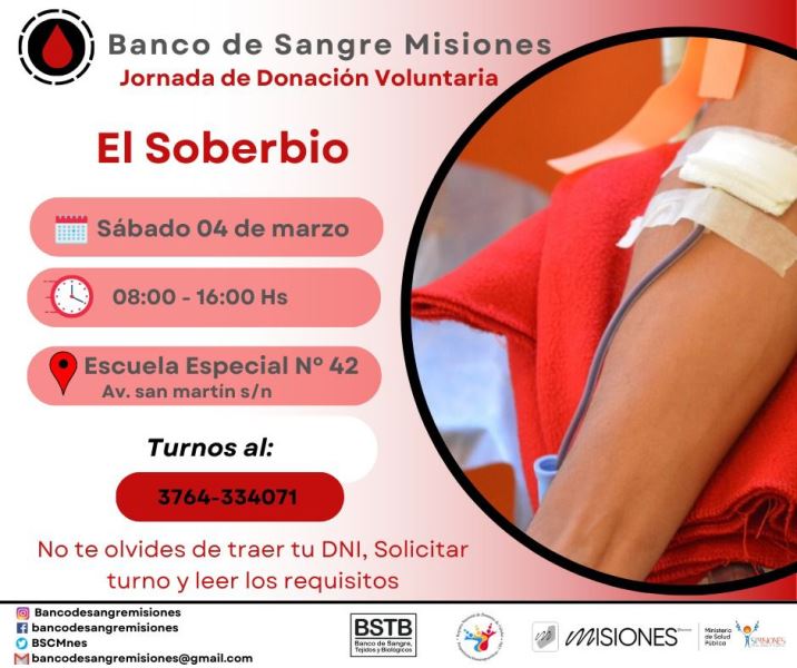 Súmate a la vida: el Banco de Sangre realizará colectas durante marzo e invitan a los misioneros a donar sangre imagen-2