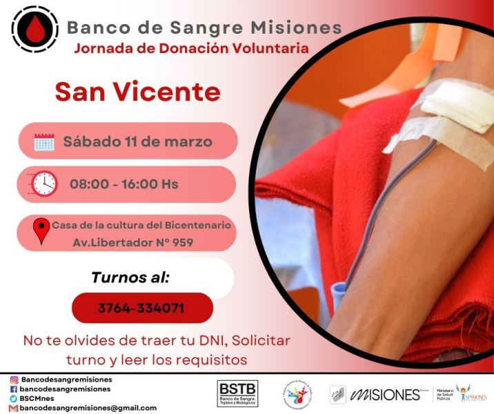 Súmate a la vida: el Banco de Sangre realizará colectas durante marzo e invitan a los misioneros a donar sangre imagen-4